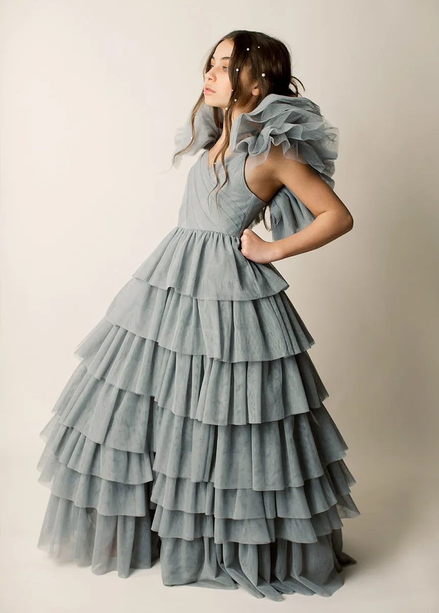 Briony Impact Dress in Dusty Blue