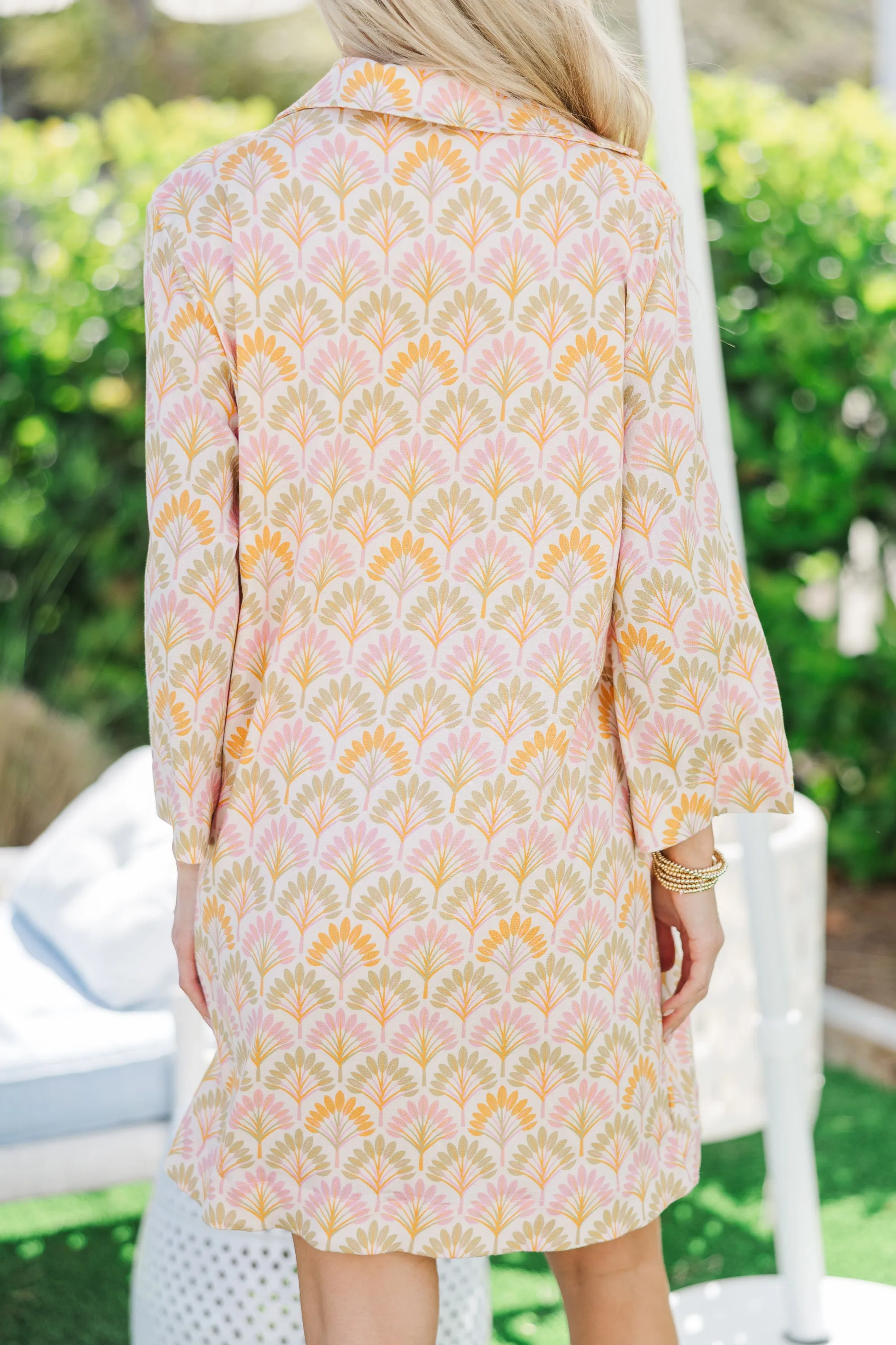 Build You Up Peach Fan Medallion Dress