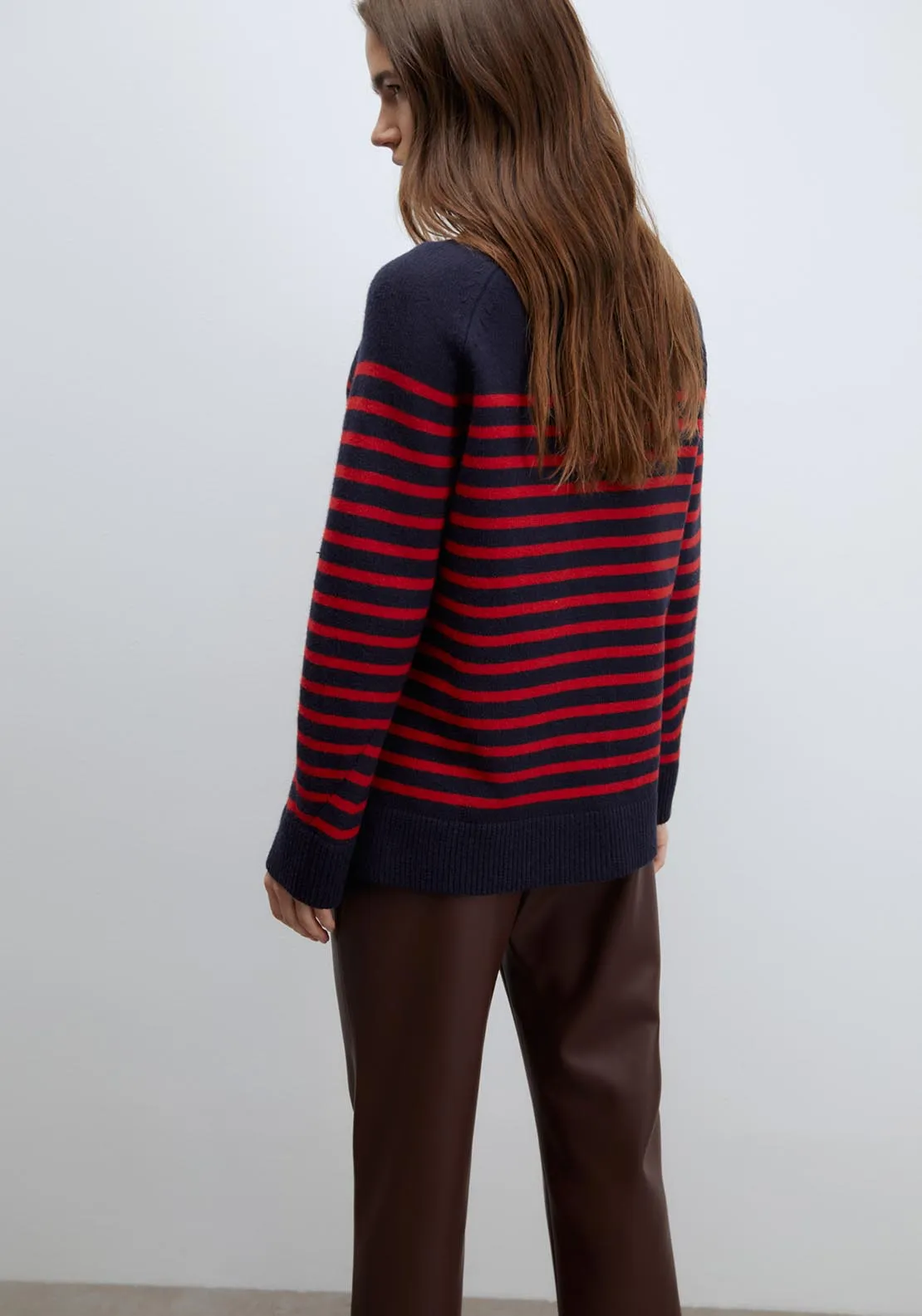 Buttons striped sweater - Red