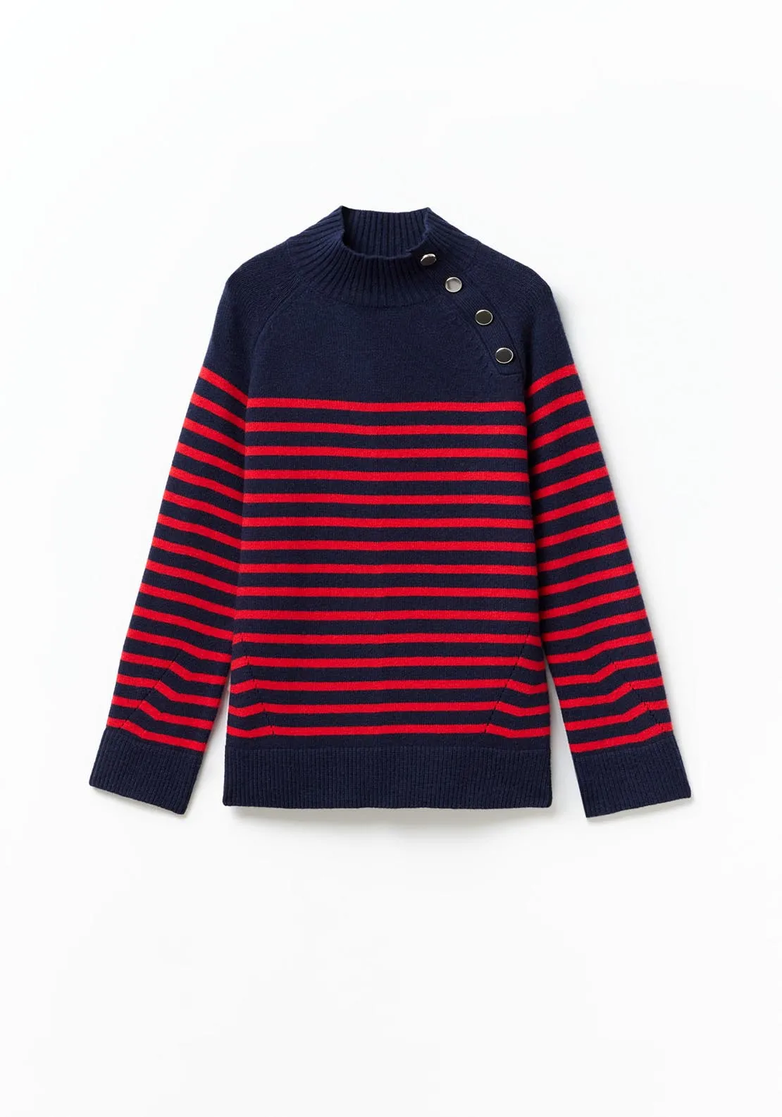 Buttons striped sweater - Red