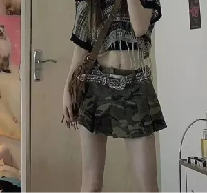 Camouflage Pleated Mini Skirt