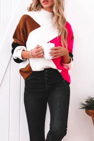Casual Solid Patchwork Half A Turtleneck Sweater(5 Colors)