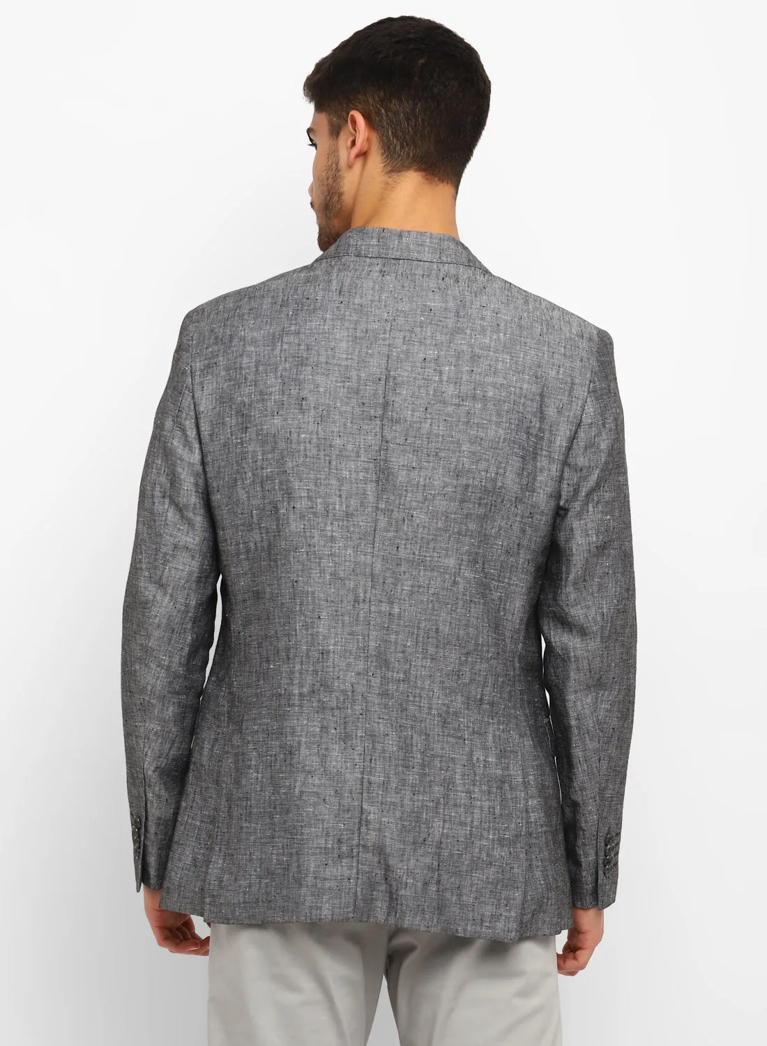 Charcoal Linen Notch collar Jacket