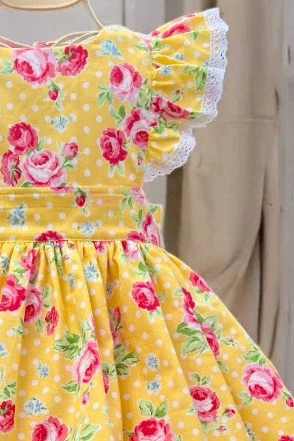 Charlotte Emma Dress | Yellow Polka from the Flower Sugar Collection by Lecien | OOP & OOAK ~ Sz 2 $64.95