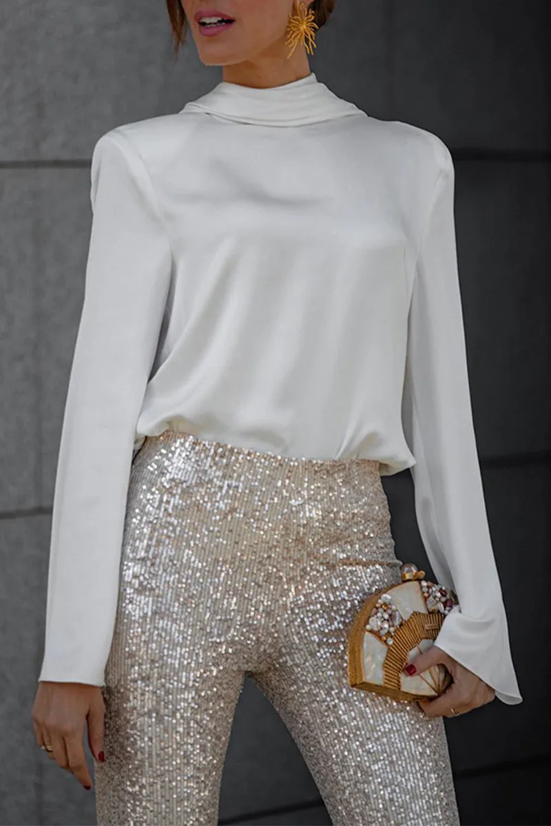 Chic Backless Folded Collar Blouse for Stylish Women