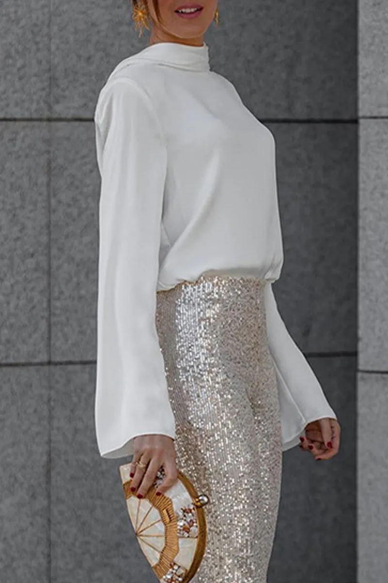 Chic Backless Folded Collar Blouse for Stylish Women