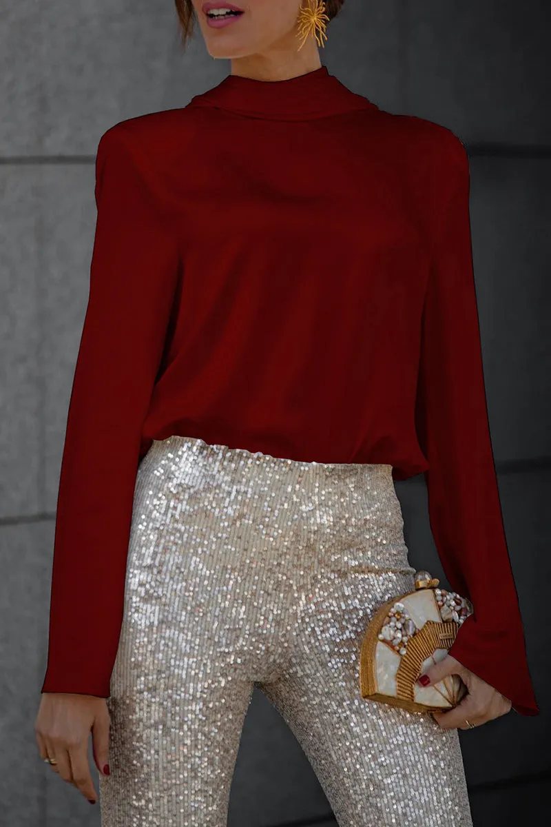 Chic Backless Folded Collar Blouse for Stylish Women