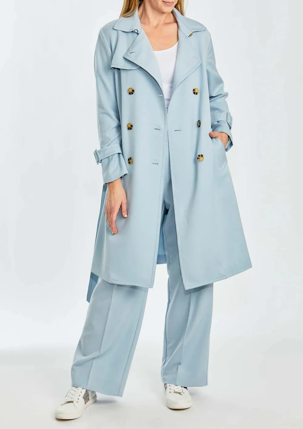 City Trench Coat - Baby Blue