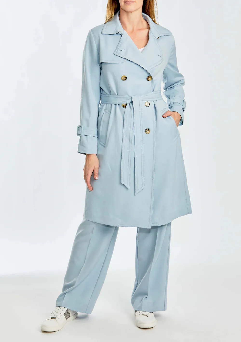 City Trench Coat - Baby Blue