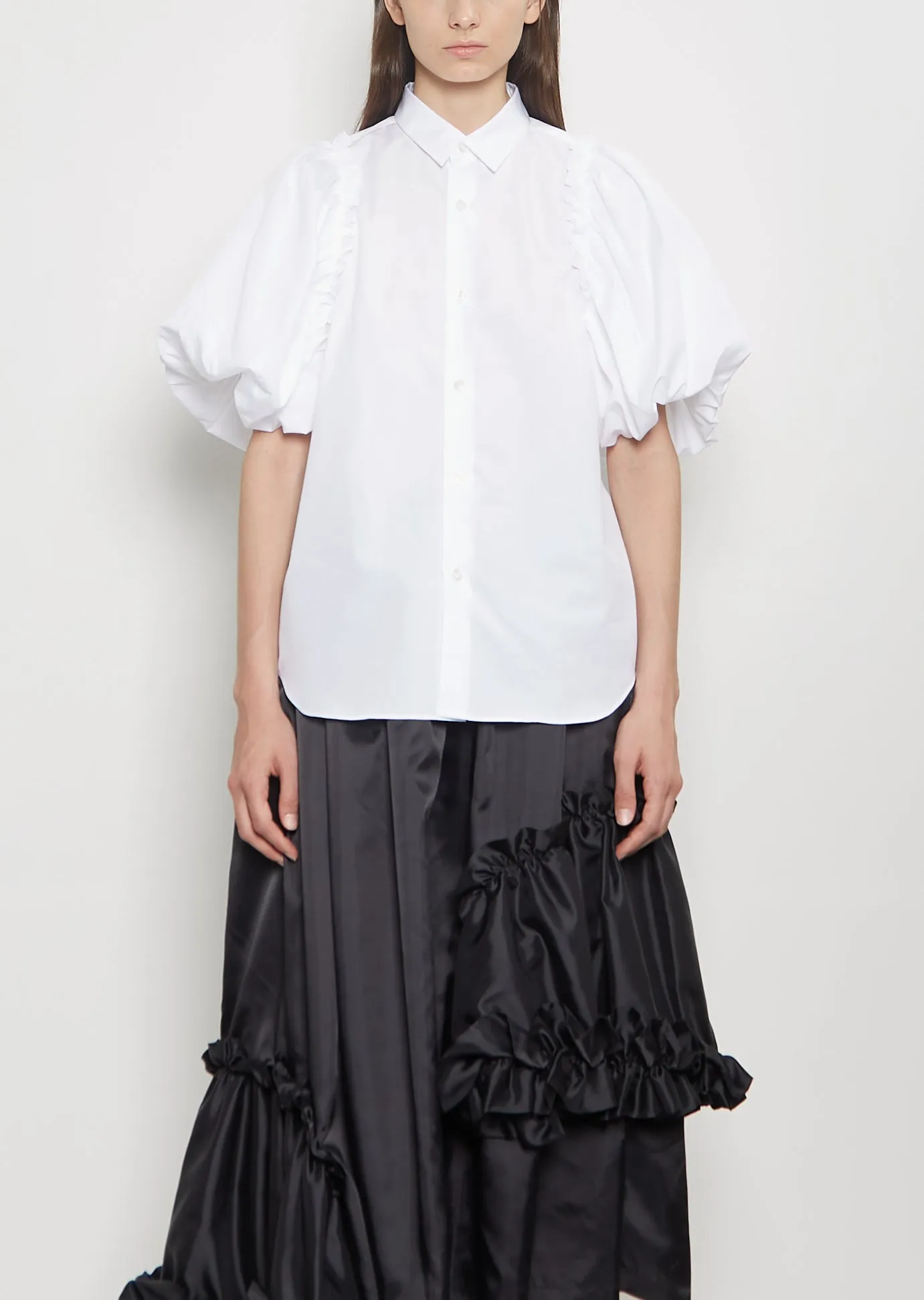 Cotton Puffed Short Sleeve Blouse