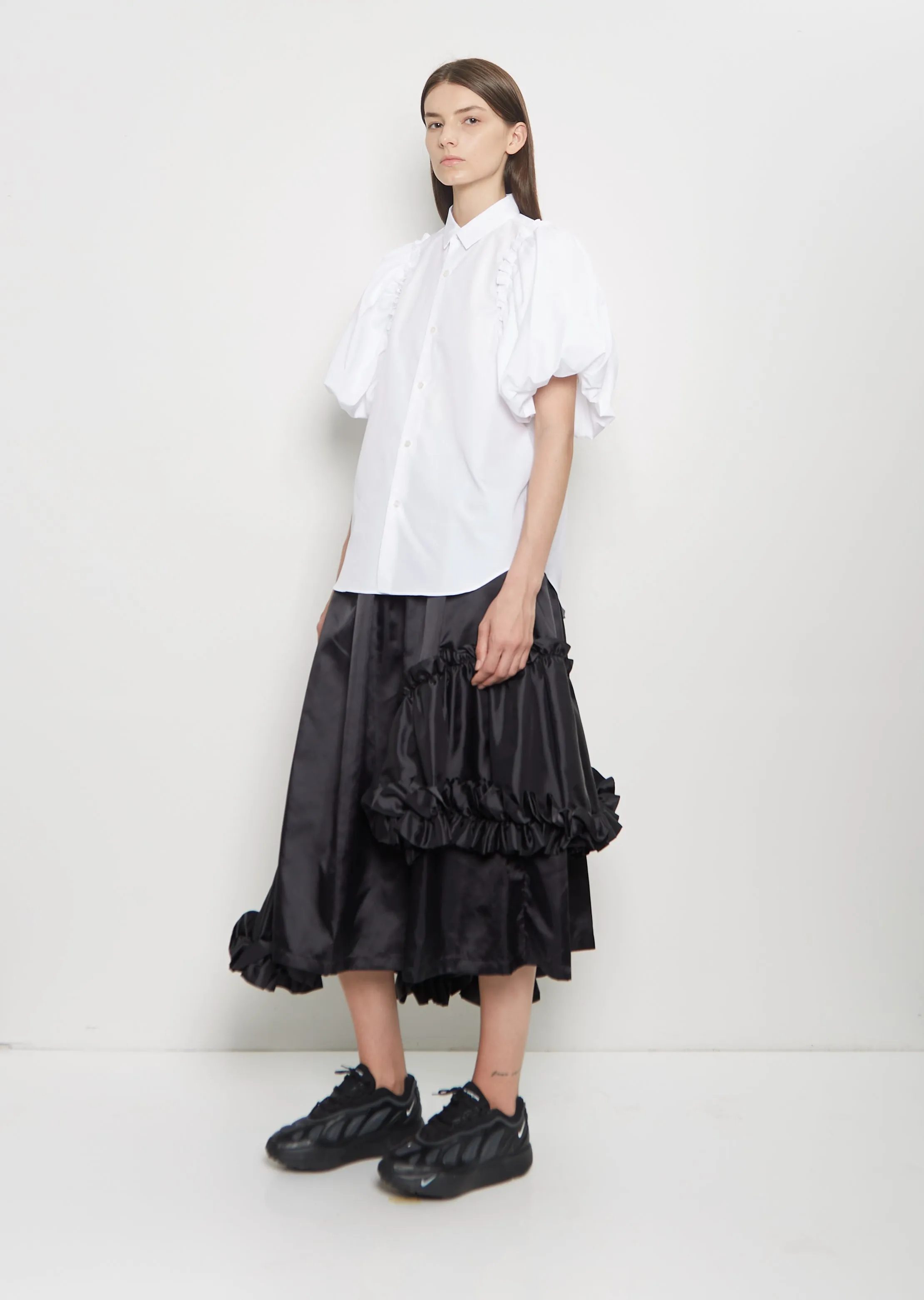 Cotton Puffed Short Sleeve Blouse