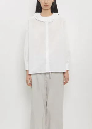 Cotton Ruffle Collar Baggy Shirt — White