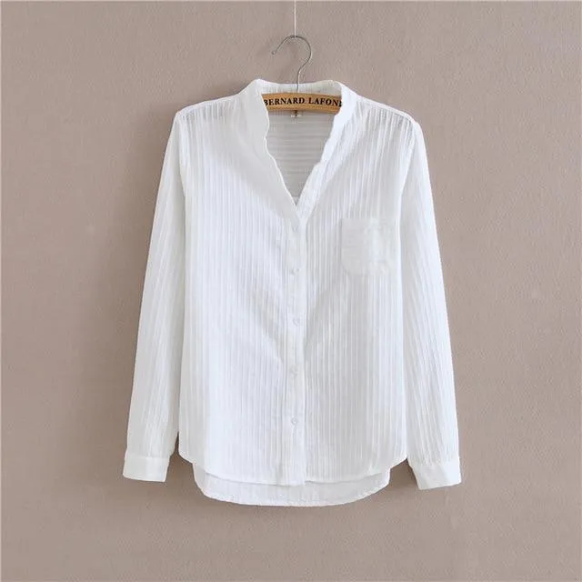 Cotton Shirt Women Blouse 100% Cotton White