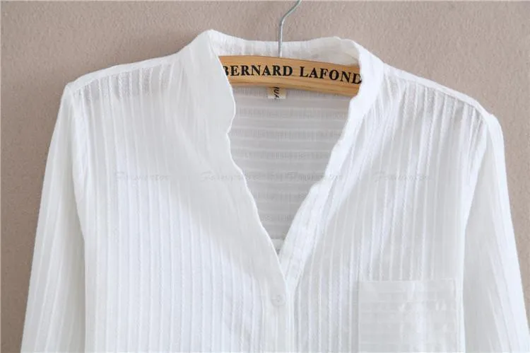 Cotton Shirt Women Blouse 100% Cotton White