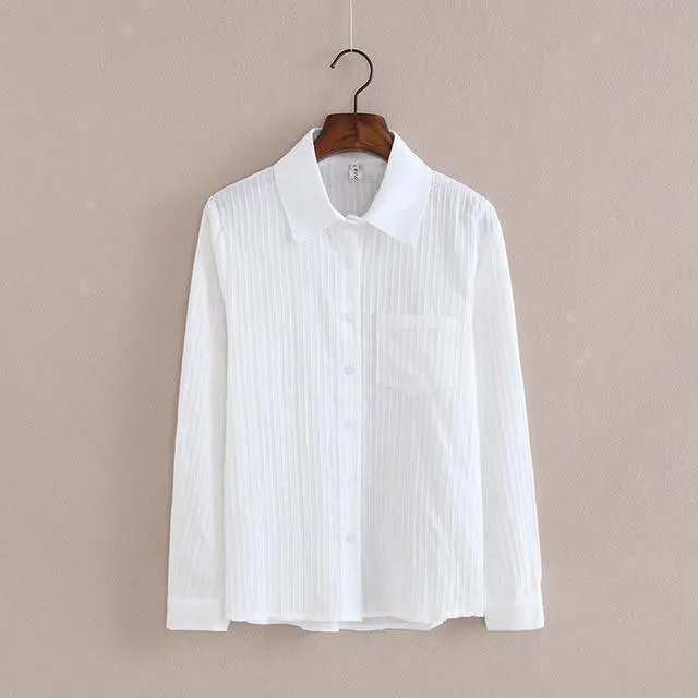 Cotton Shirt Women Blouse 100% Cotton White
