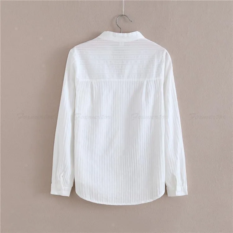 Cotton Shirt Women Blouse 100% Cotton White