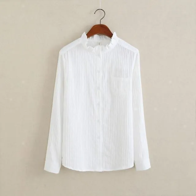 Cotton Shirt Women Blouse 100% Cotton White