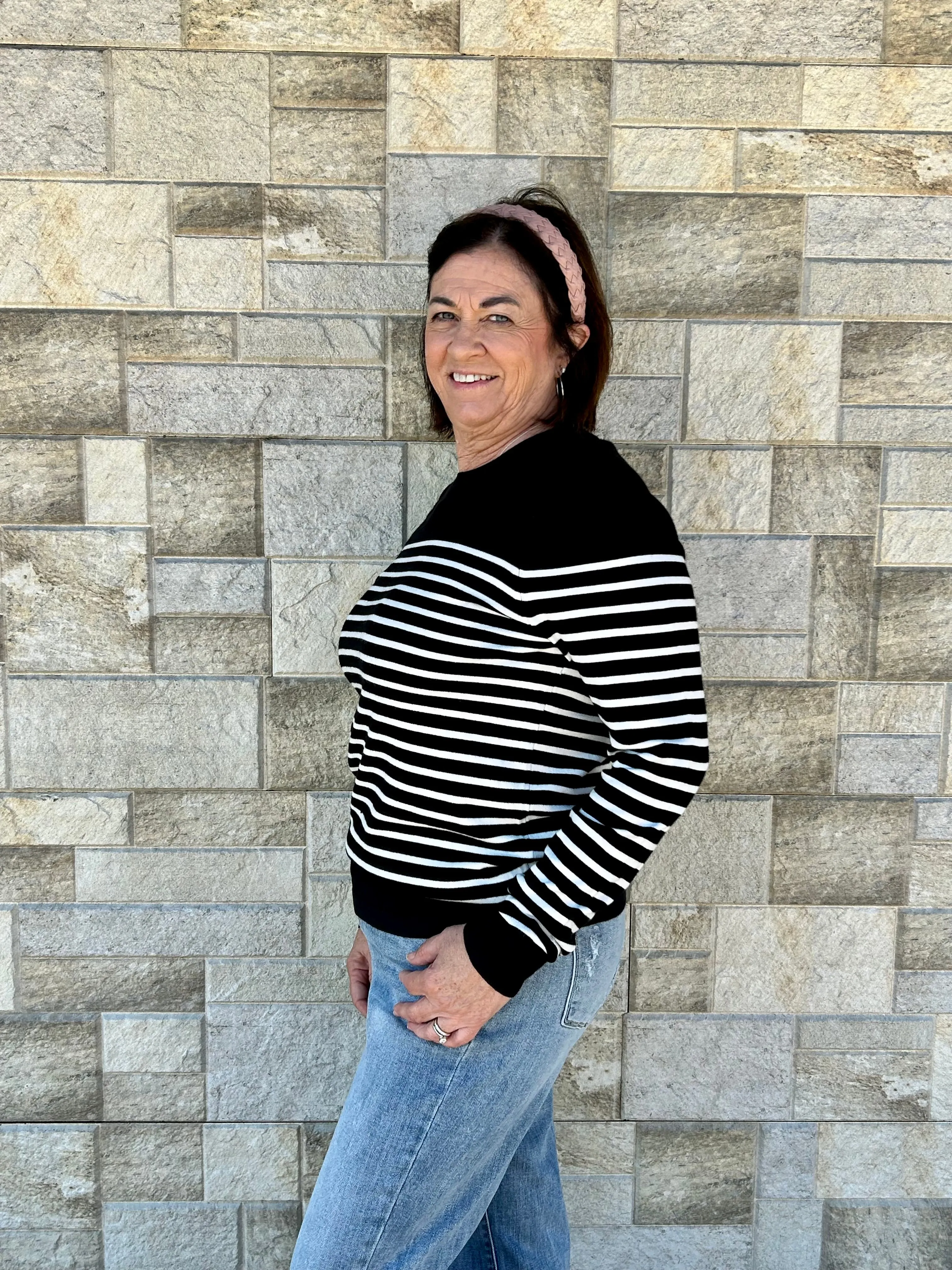 Crew Neck Striped Sweater