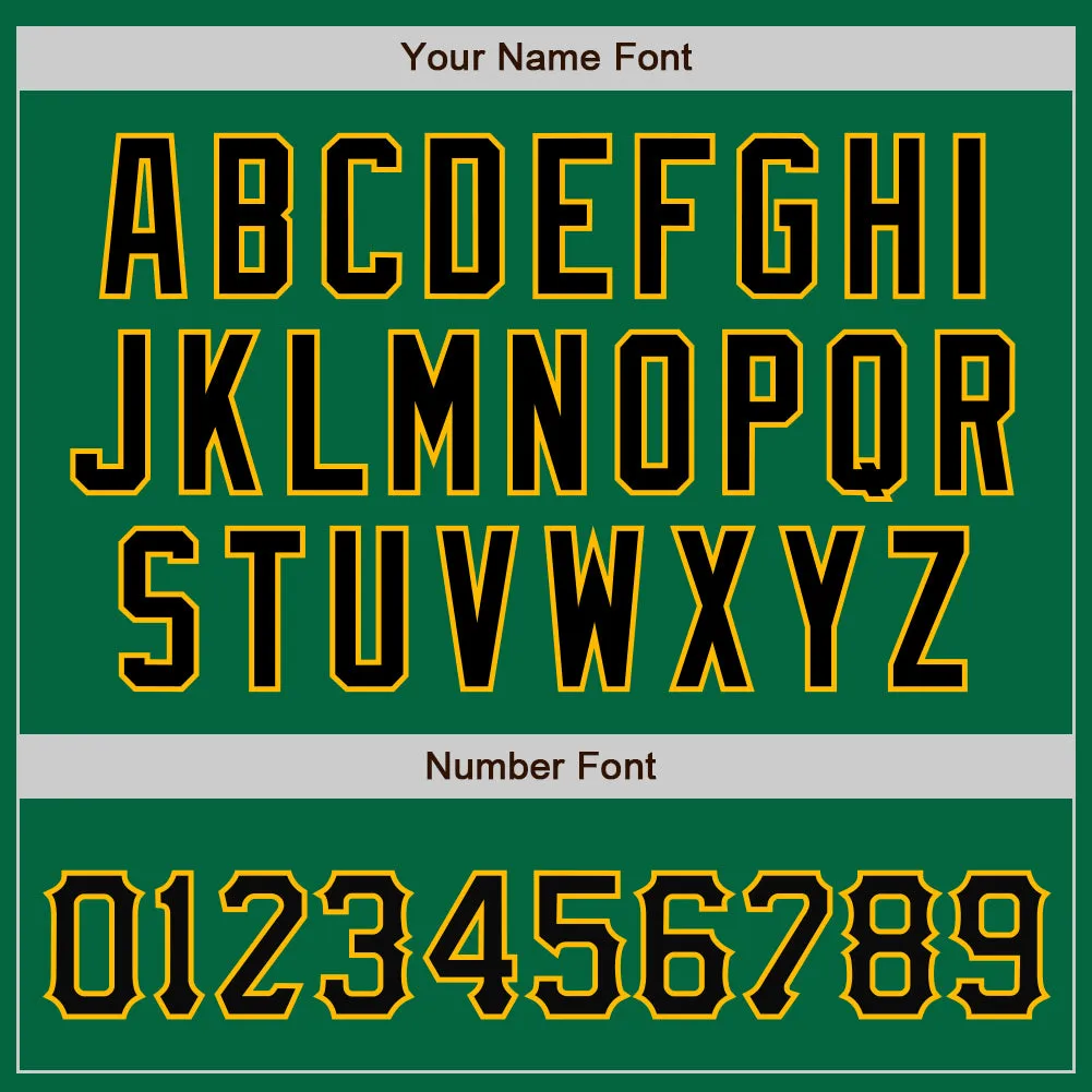 Custom Kelly Green Black-Gold Bomber Full-Snap Varsity Letterman Jacket