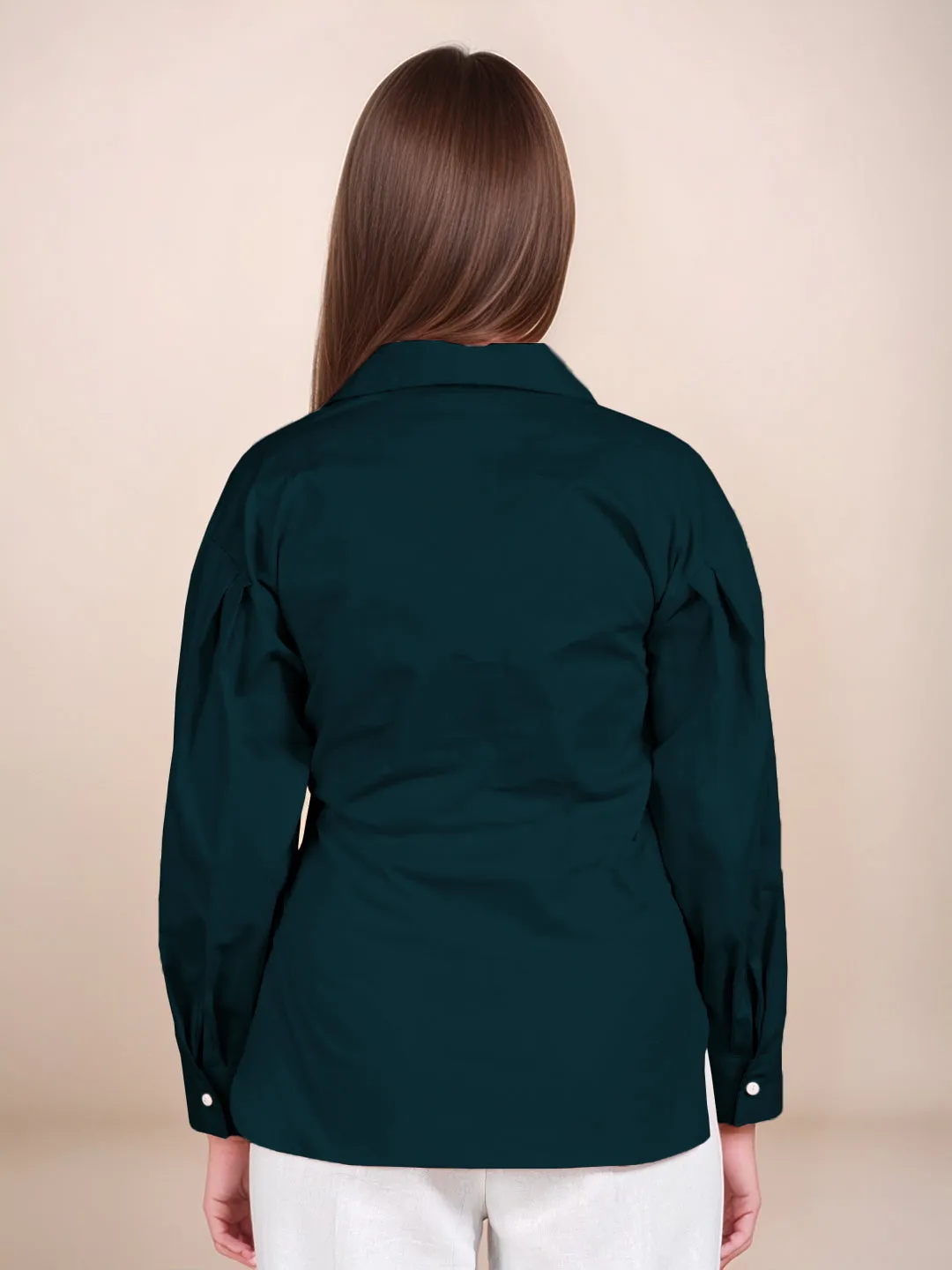 Dark Green Solid Full Sleeves Shirt