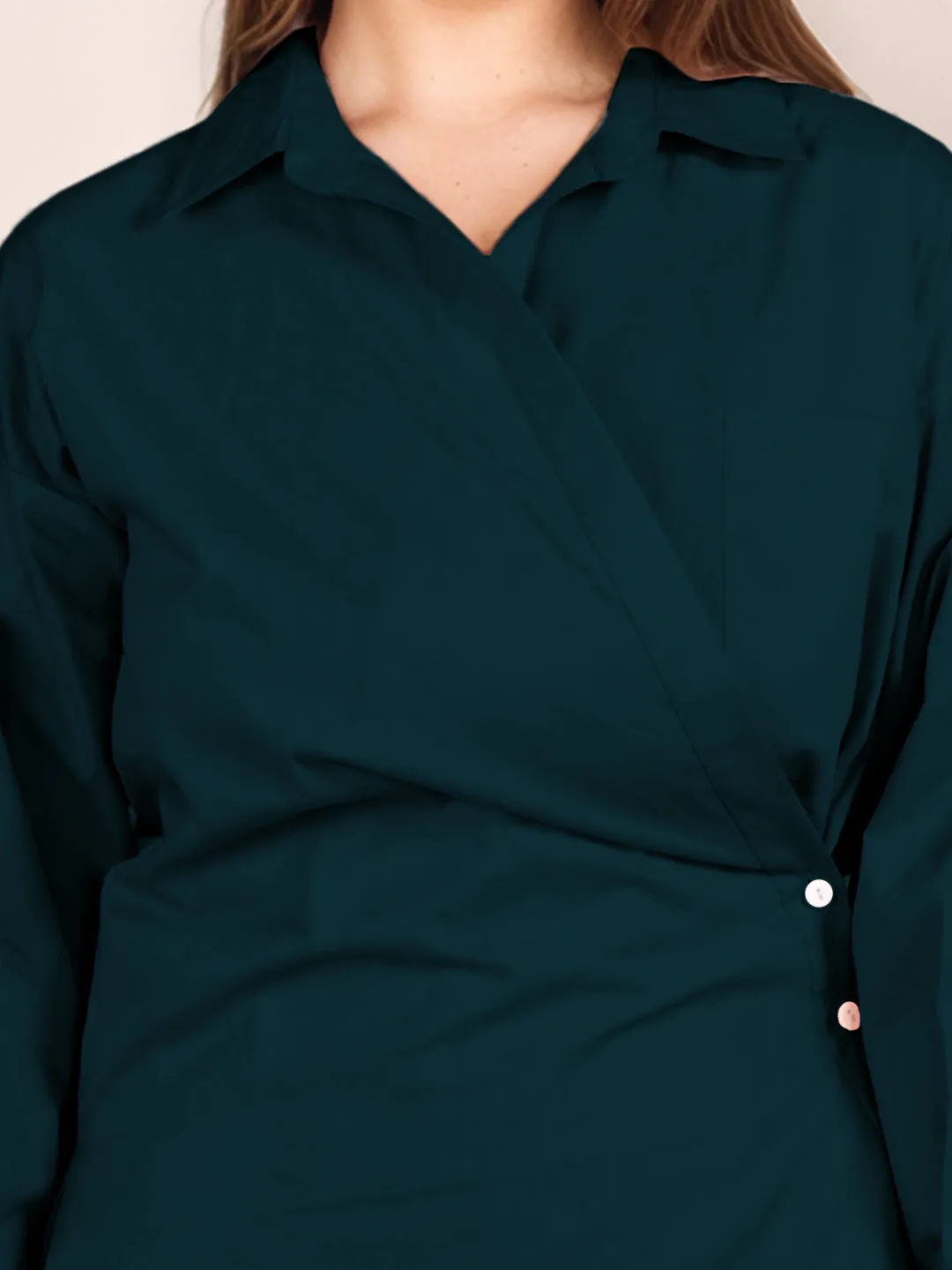 Dark Green Solid Full Sleeves Shirt