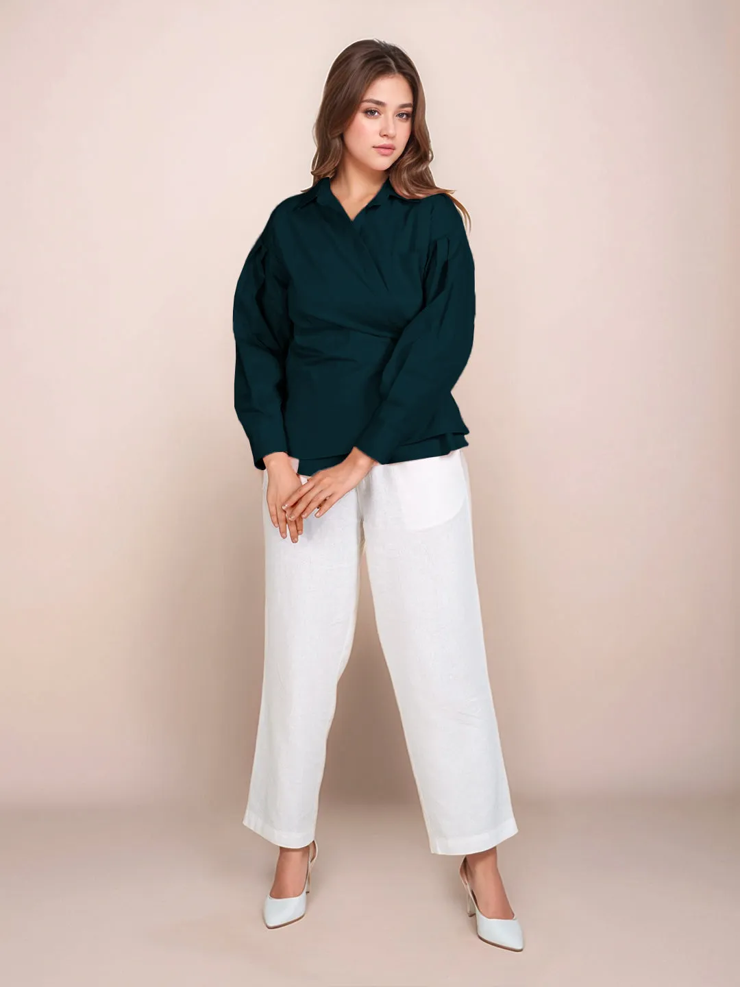 Dark Green Solid Full Sleeves Shirt