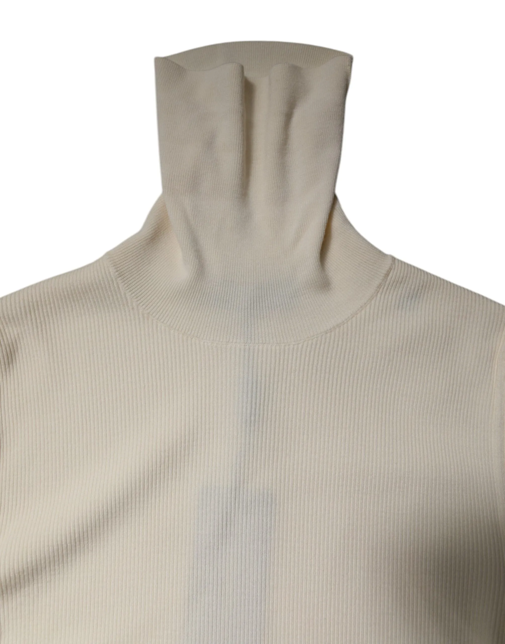 Dolce & Gabbana Cream Long Sleeves Turtleneck Slim Sweater