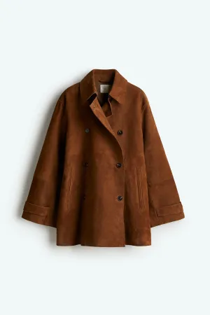 Double-breasted suede jacket