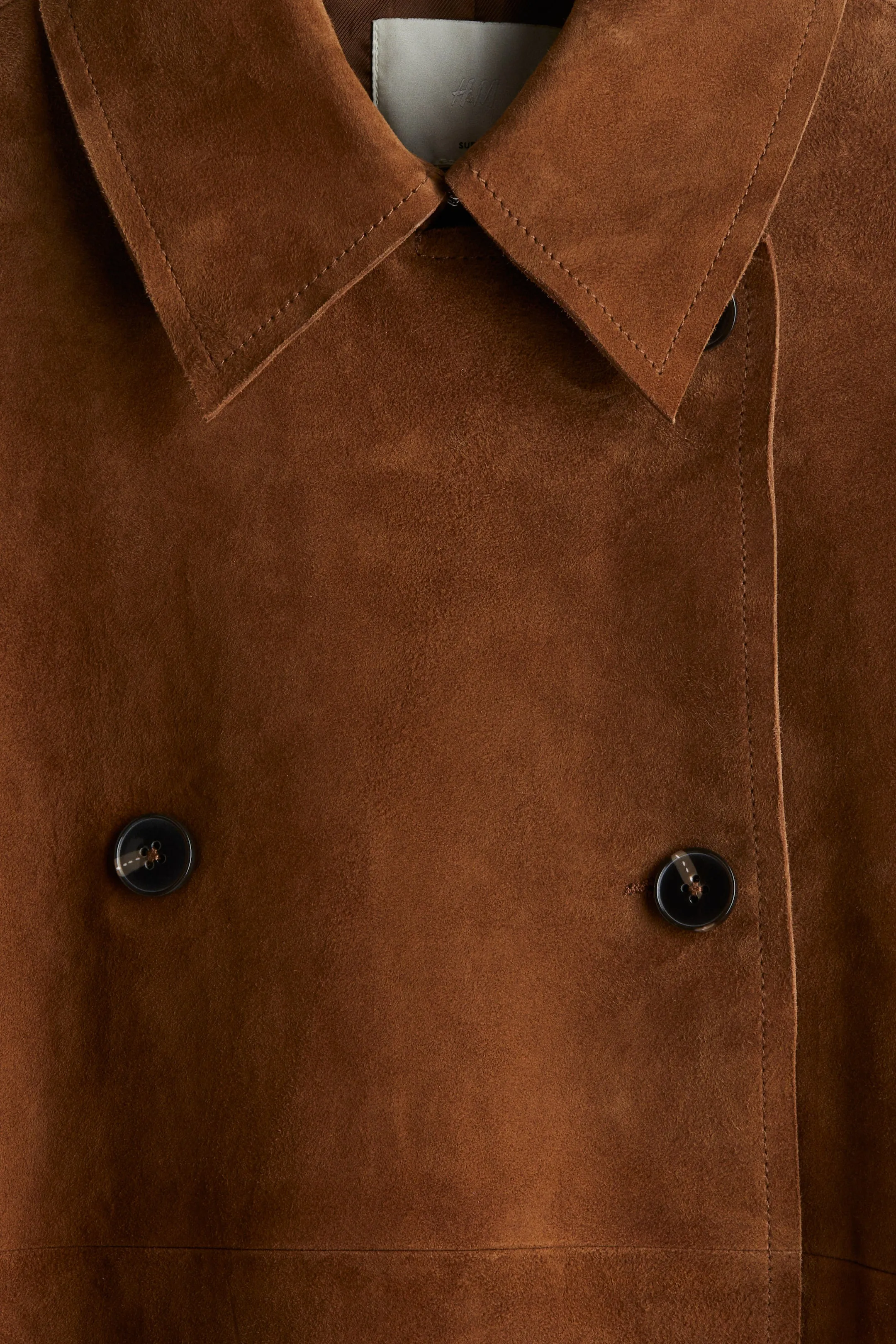 Double-breasted suede jacket
