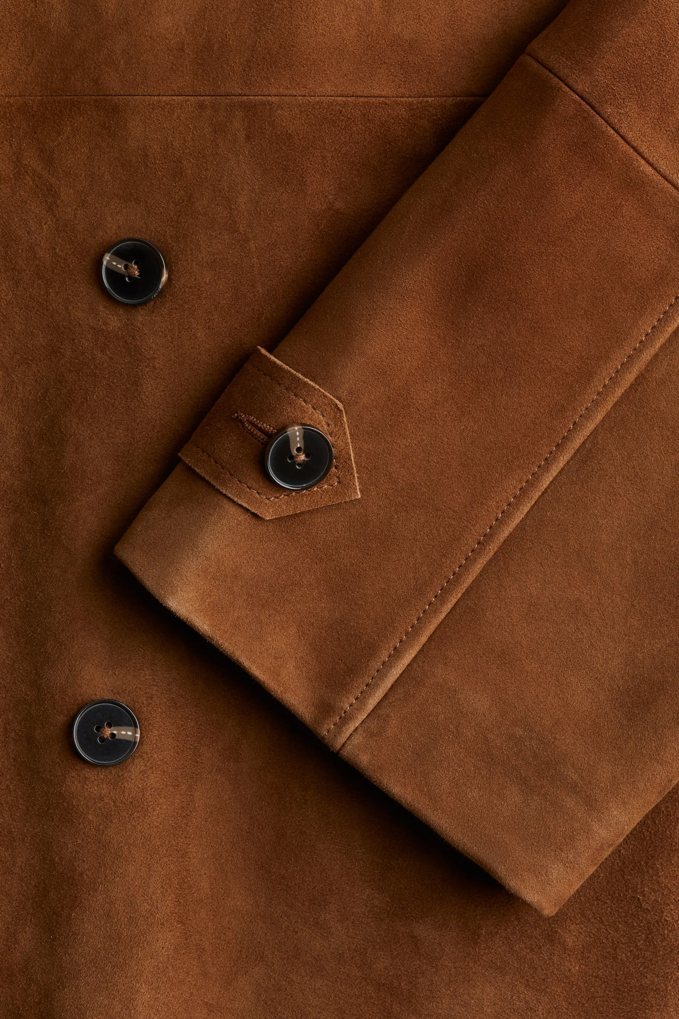 Double-breasted suede jacket