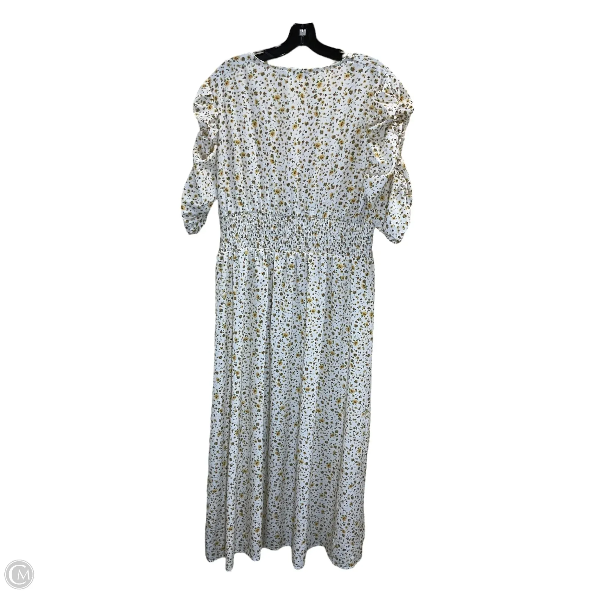 Dress Casual Midi By Clothes Mentor In White & Yellow, Size: Xl