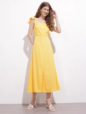 DressBerry Slit & Shift Ruffle Strap A-Line Dress