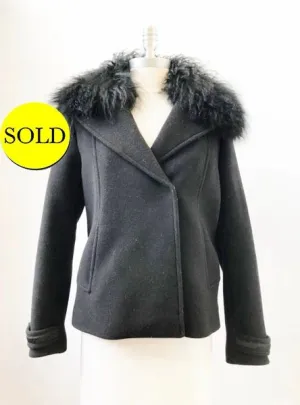 Elie Tahari Wool Jacket With Lamb Collar Size M