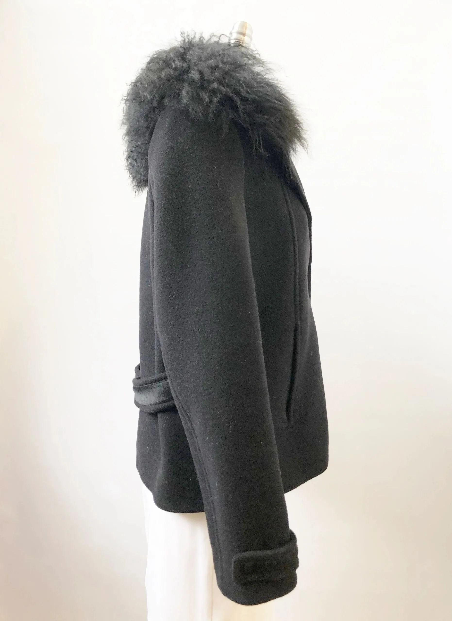 Elie Tahari Wool Jacket With Lamb Collar Size M