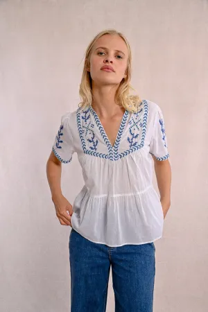 EMBROIDERED POPLIN TOP
