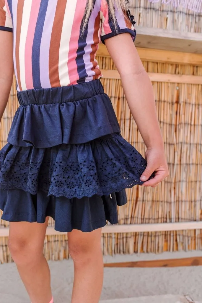 Embroidered Ruffle Skirt