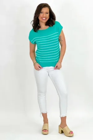 Emerald Striped Boatneck Sweater