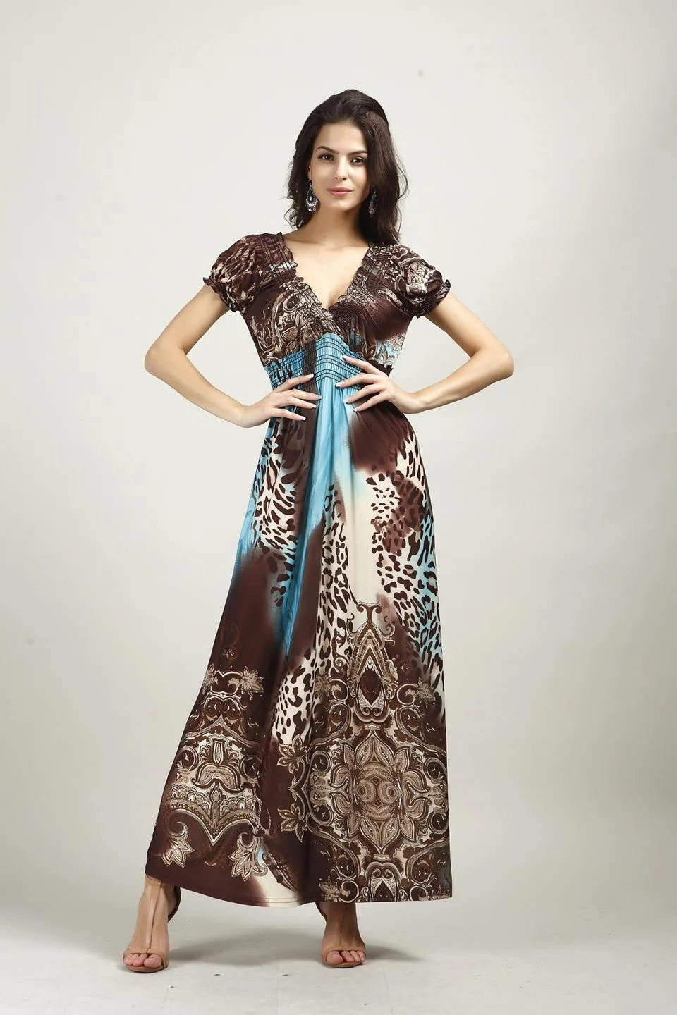 Fashion Beach Dress Leopard Dress Bohemian Mopping Large Size Ice Silk Dresses