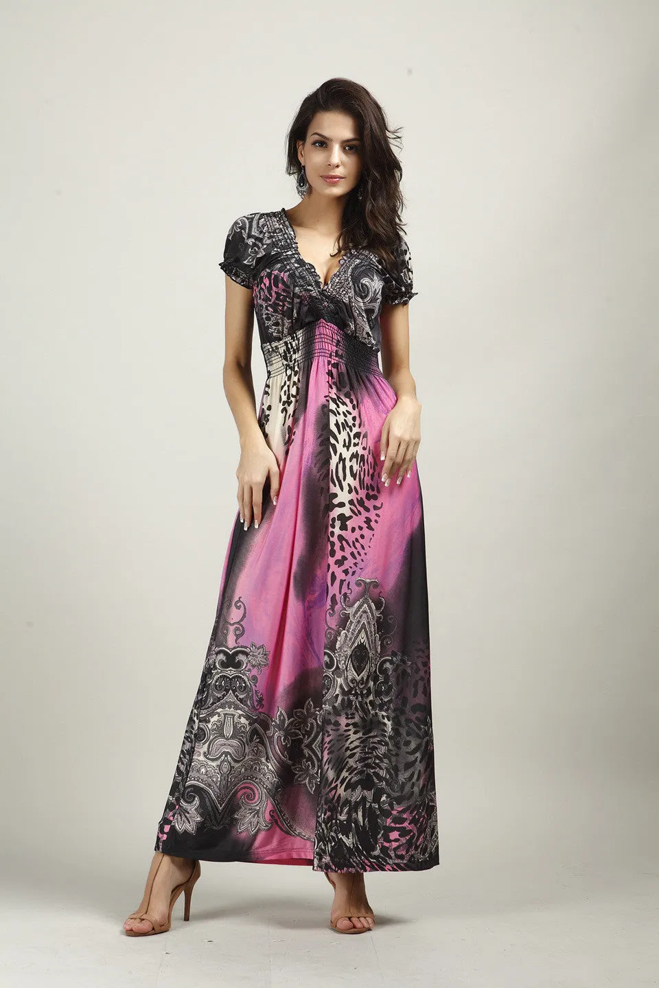 Fashion Beach Dress Leopard Dress Bohemian Mopping Large Size Ice Silk Dresses