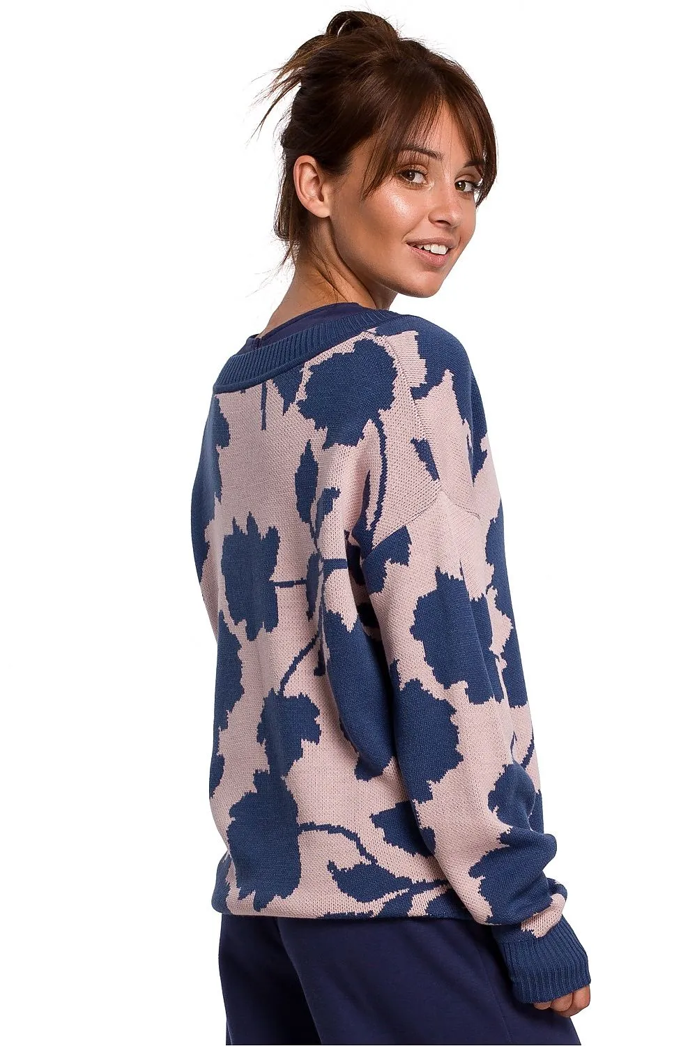 Floral V-Neck Lightweight Sweater
