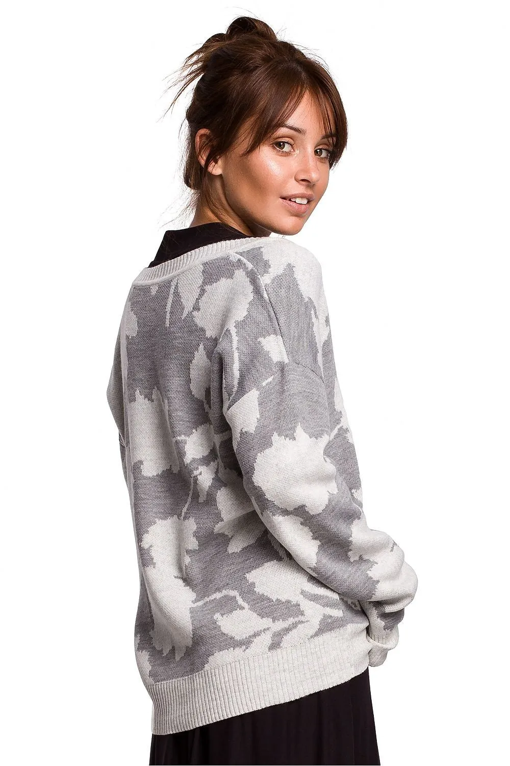 Floral V-Neck Lightweight Sweater