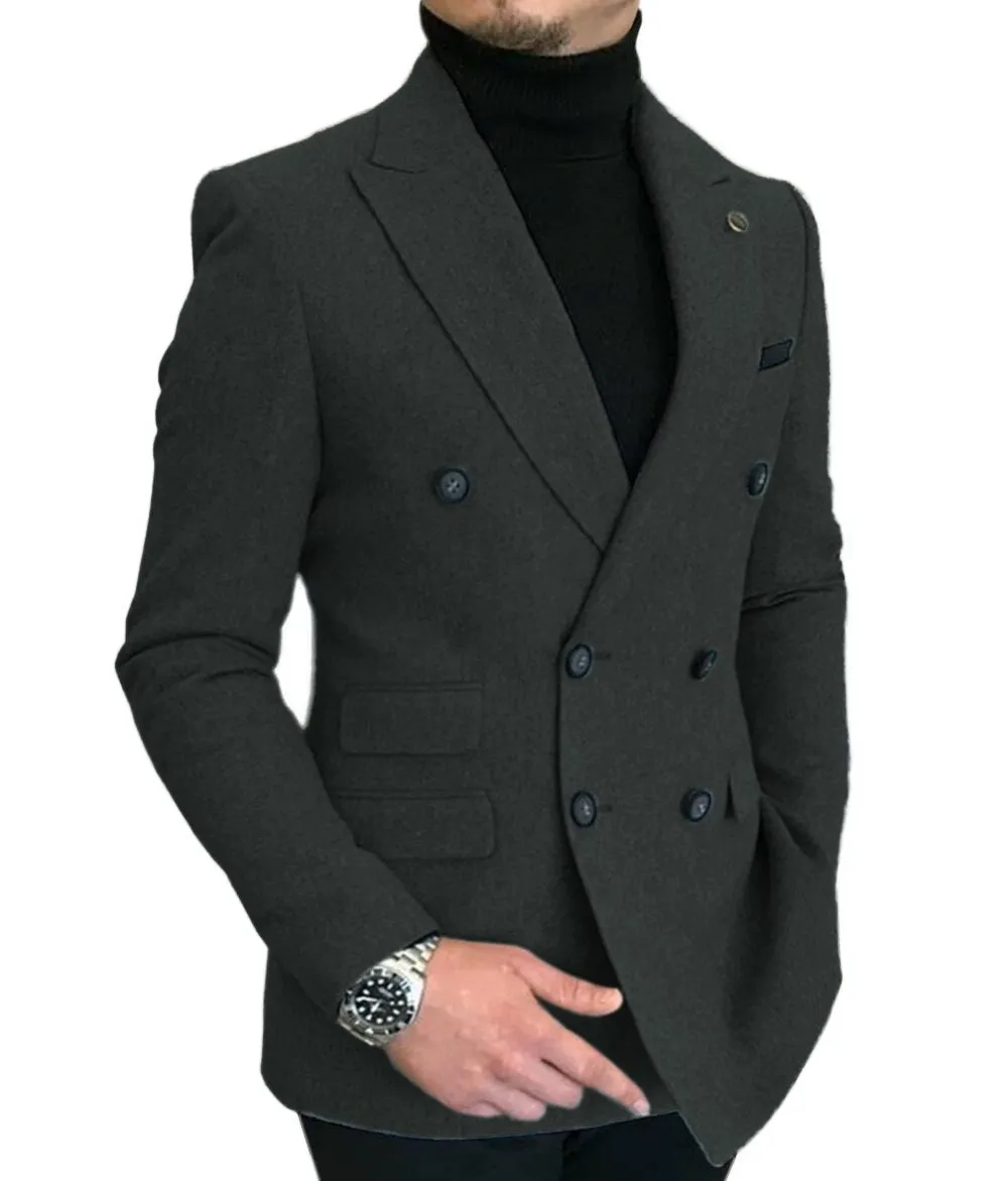 Formal 2022 New Burgundy Red Grey Lapel Tux Men Slim Fit Formal Suits Coat Jacket Custom Made For Wendding Party Woolen cloth
