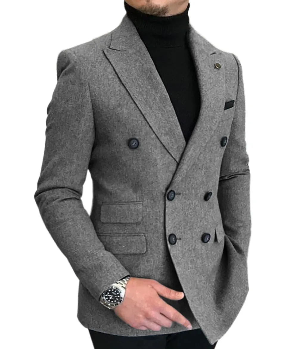 Formal 2022 New Burgundy Red Grey Lapel Tux Men Slim Fit Formal Suits Coat Jacket Custom Made For Wendding Party Woolen cloth