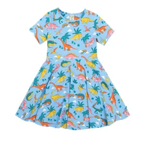 Frugi Sunshine Skater Dress Blue Dinoland
