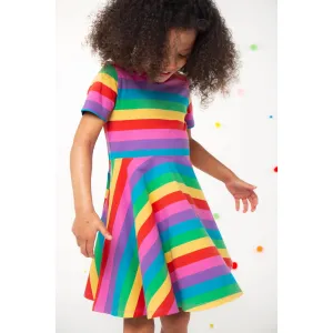 Frugi Sunshine Skater Dress Foxglove Stripe