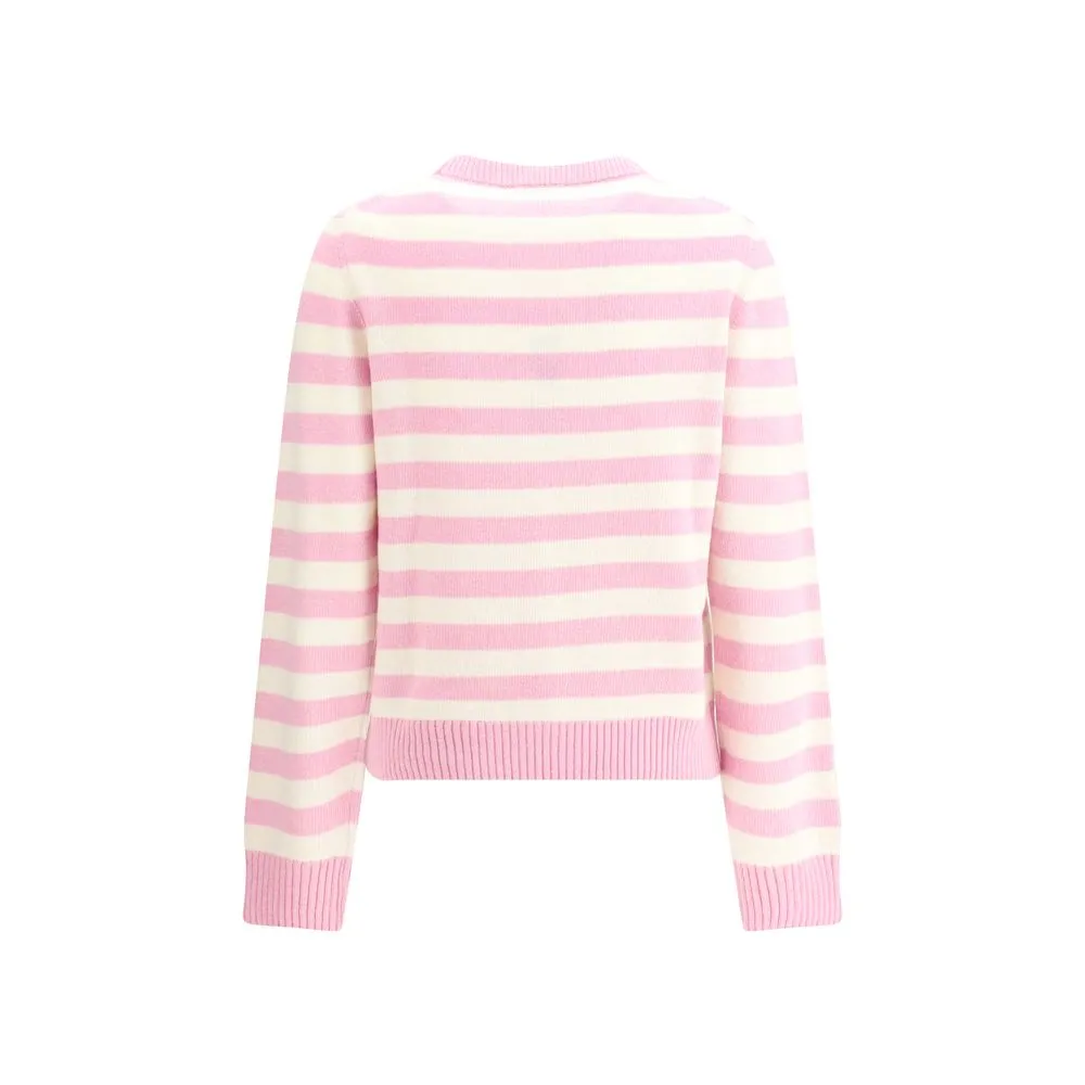 Ganni Striped sweater with rabbit