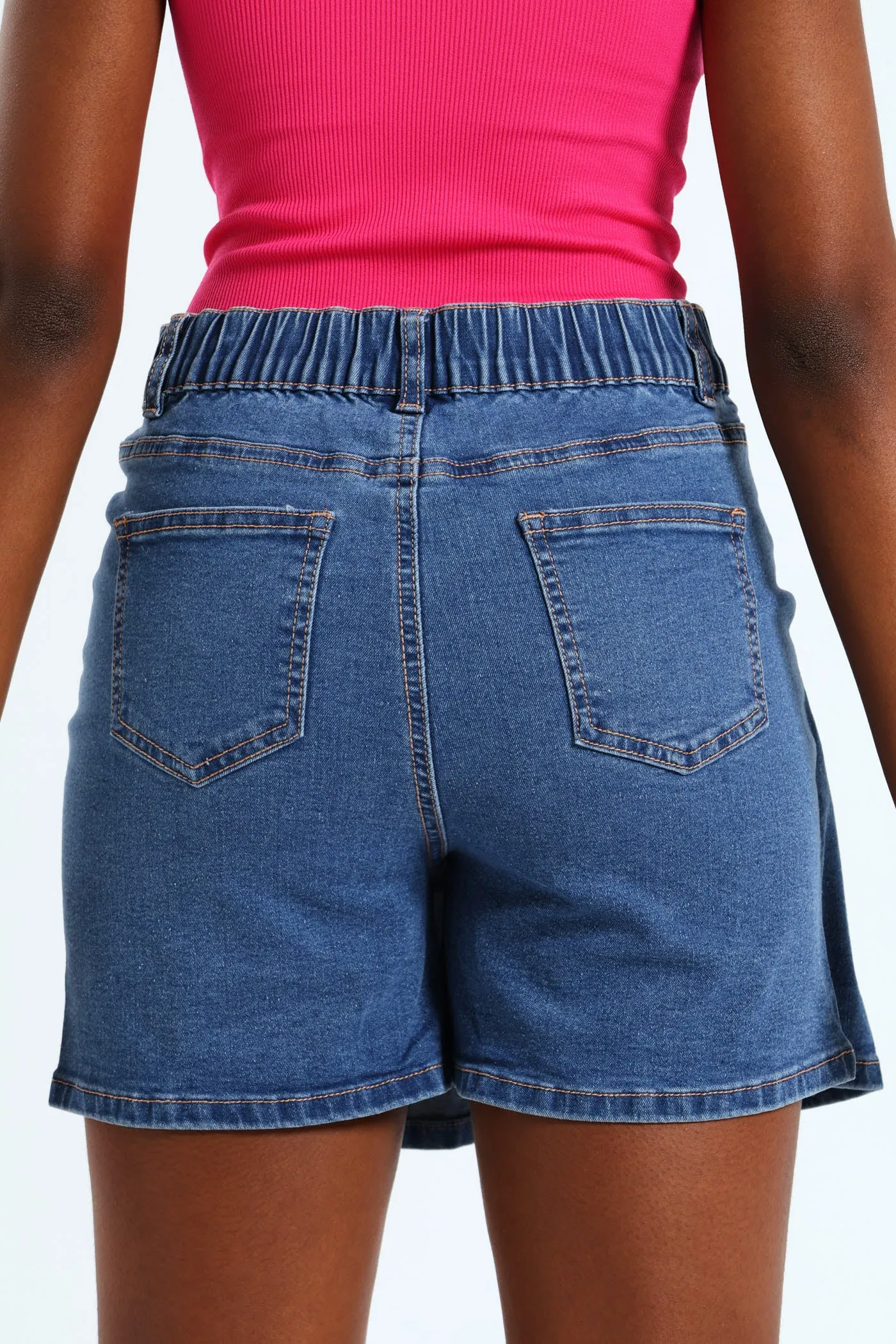 Girls Denim Pleated Skort - Mid Blue