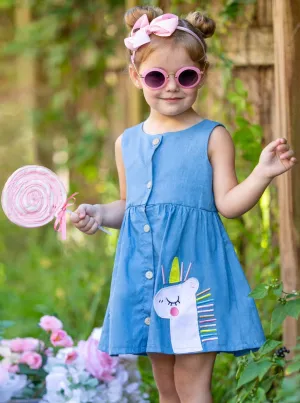 Girls Need Unicorns in Their Lives Denim Dress