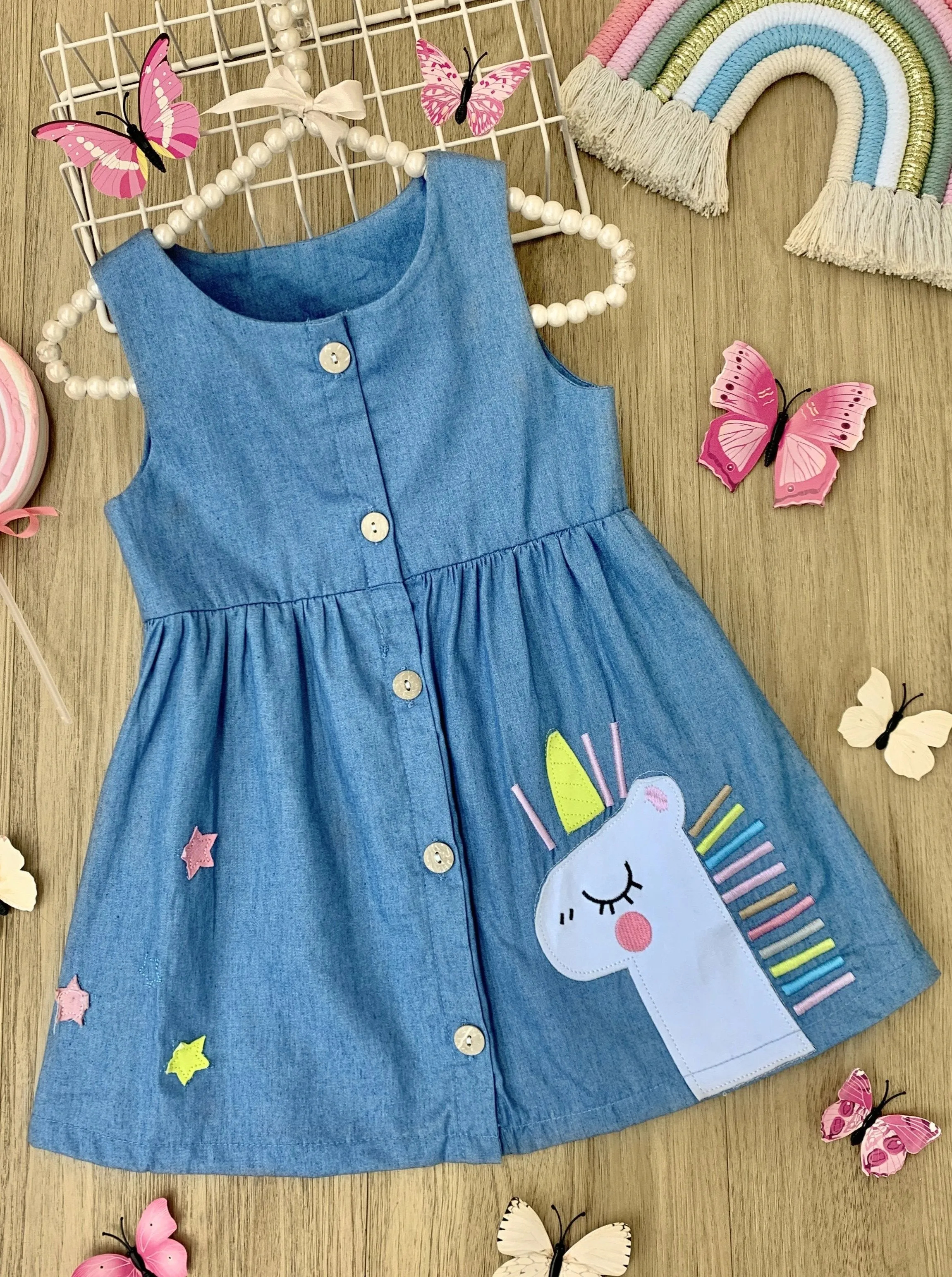 Girls Need Unicorns in Their Lives Denim Dress