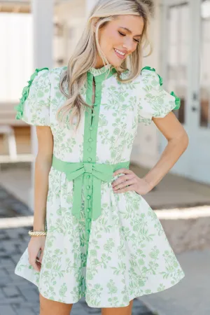 Going Home Green Floral Ruffled Dress